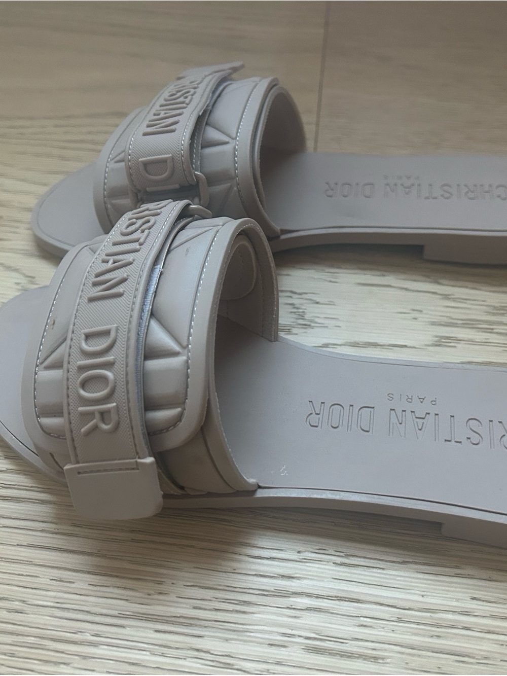 Christian Dior Dio(r)evolution Slides - Blush Beige / Taupe Rubber - Logo Strap